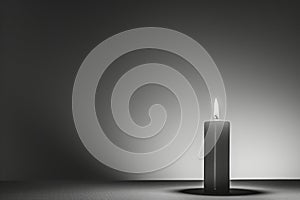 Monochrome photography of a single lit candle in a dark room