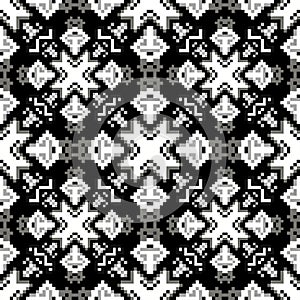 Monochrome pixels geometric abstract seamless pattern