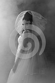 Monochrome portrait of fantasy bride photo