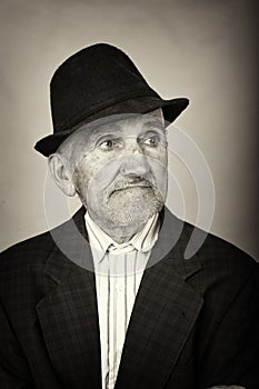 Monochrome portrait of an old man