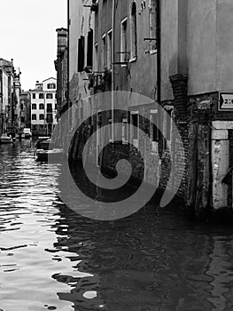 monochrome portrait of a Venice canal