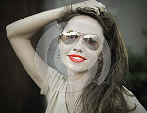 Monochrome portrait of young beautiful woman
