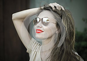 Monochrome portrait of young beautiful woman