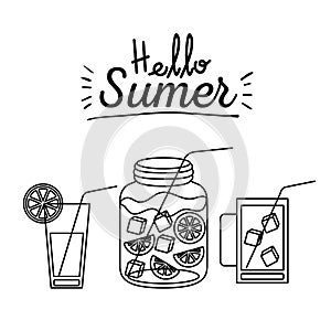 Monochrome poster silhouette of hello summer