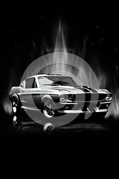 Monochrome Power: Vintage Ford Mustang Shelby in Silver