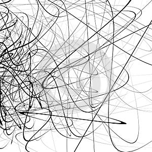 Monochrome random chaotic squiggle lines abstract artistic patte