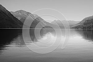 Monochrome Reflected Mountains in Kenai Lake