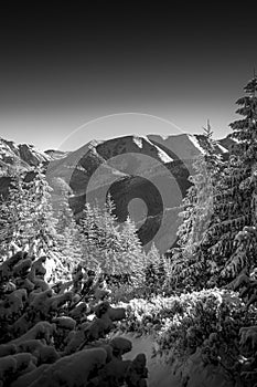 Monochrome rocky peak in Western Tatras