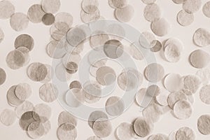 Monochrome round paper party confetti background