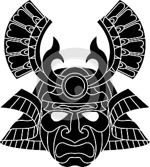 Monochrome samurai mask