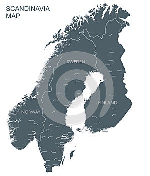 Monochrome Scandinavia map