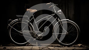 monochrome scene of a classic vintage bike