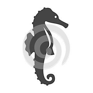 Monochrome sea horse icon vector flat illustration logotype of seahorse wild underwater animal