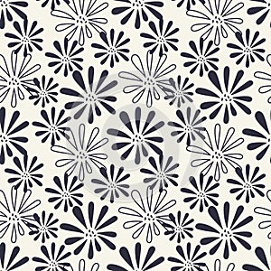 Monochrome. Seamless background. Simple flat floral motif . Suitable for fabrics, Wallpapers, album covers, phone cases and other