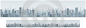 Monochrome Seamless Cityscape Banner Background