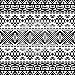 Monochrome Seamless ethnic pattern texture background design vector