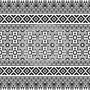 Monochrome Seamless ethnic pattern texture background design vector