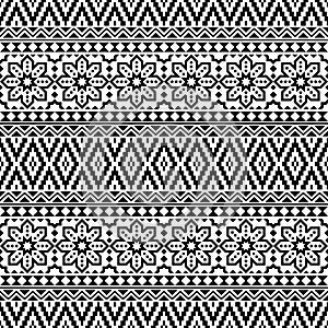 Monochrome Seamless ethnic pattern texture background design vector