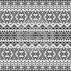 Monochrome Seamless ethnic pattern texture background design vector