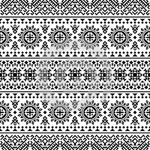 Monochrome Seamless ethnic pattern texture background design vector