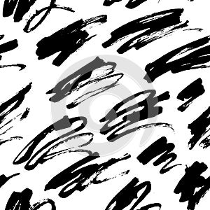 Monochrome Seamless Pattern for fabric design. Water splash paint splatter. Background texture old fabric. Ink paint