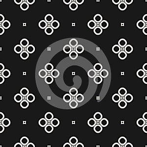 Monochrome seamless pattern, geometric vector texture, smooth outline shapes