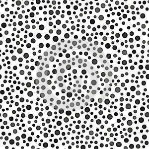 Monochrome seamless pattern. Many small dots. Minimalist abstract background with different circles