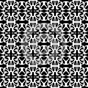 Monochrome seamless pattern vintage ethnic ornament on a black background vector illustration