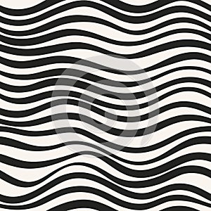 Monochrome seamless pattern with wavy shapes.