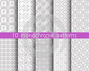 5 monochrome seamless patterns for universal background.