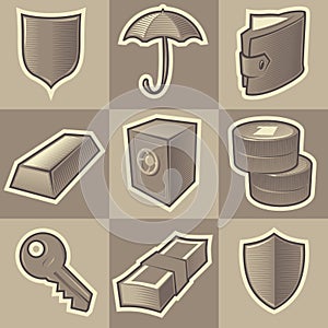 Monochrome security icons