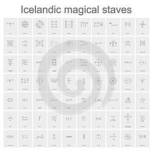 Monochrome set with Icelandic magical staves