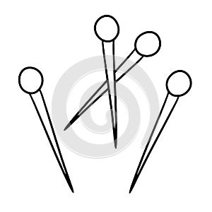 Monochrome Set of metal pins for a seamstress, vector cartoon