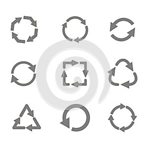 monochrome set with vector recycle icon