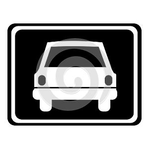 monochrome silhouette with automobile front view in square frame