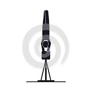 Monochrome silhouette of gymnastics in pommel horse over arms