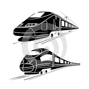 Monochrome silhouette of the high-speed passenger train