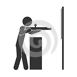 Monochrome silhouette with man shooting to target