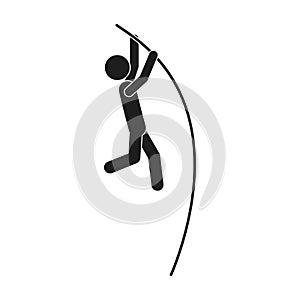 Monochrome silhouette pole vault man