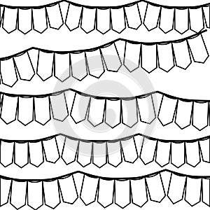 Monochrome silhouette with set of festoons in shape of rectangles