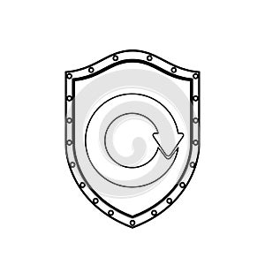 Monochrome silhouette with shield with reuse symbol