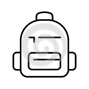 Monochrome simple backpack icon vector illustration. Linear outline knapsack pupil or active travel