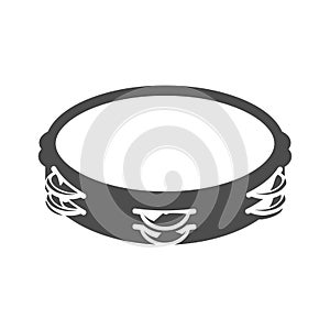 Monochrome simple tambourine icon vector illustration. Spanish country antique musical instrument