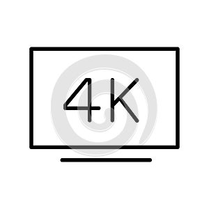 Monochrome simple television screen 4k resolution icon vector digital tv definition video monitor