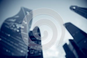 Monochrome skyscraper blurred background in motion