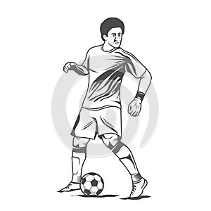 Monochrome soccer player