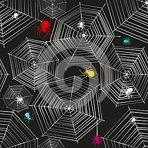 Monochrome spider seamless pattern