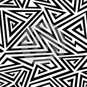 Monochrome spiral triangle seamless pattern