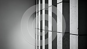 Monochrome Stacked Block Wall with Shadow, Abstract Background