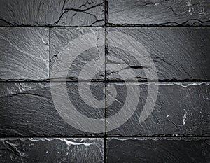 Monochrome Stone Slate Texture Background with Rectangular Tile Pattern